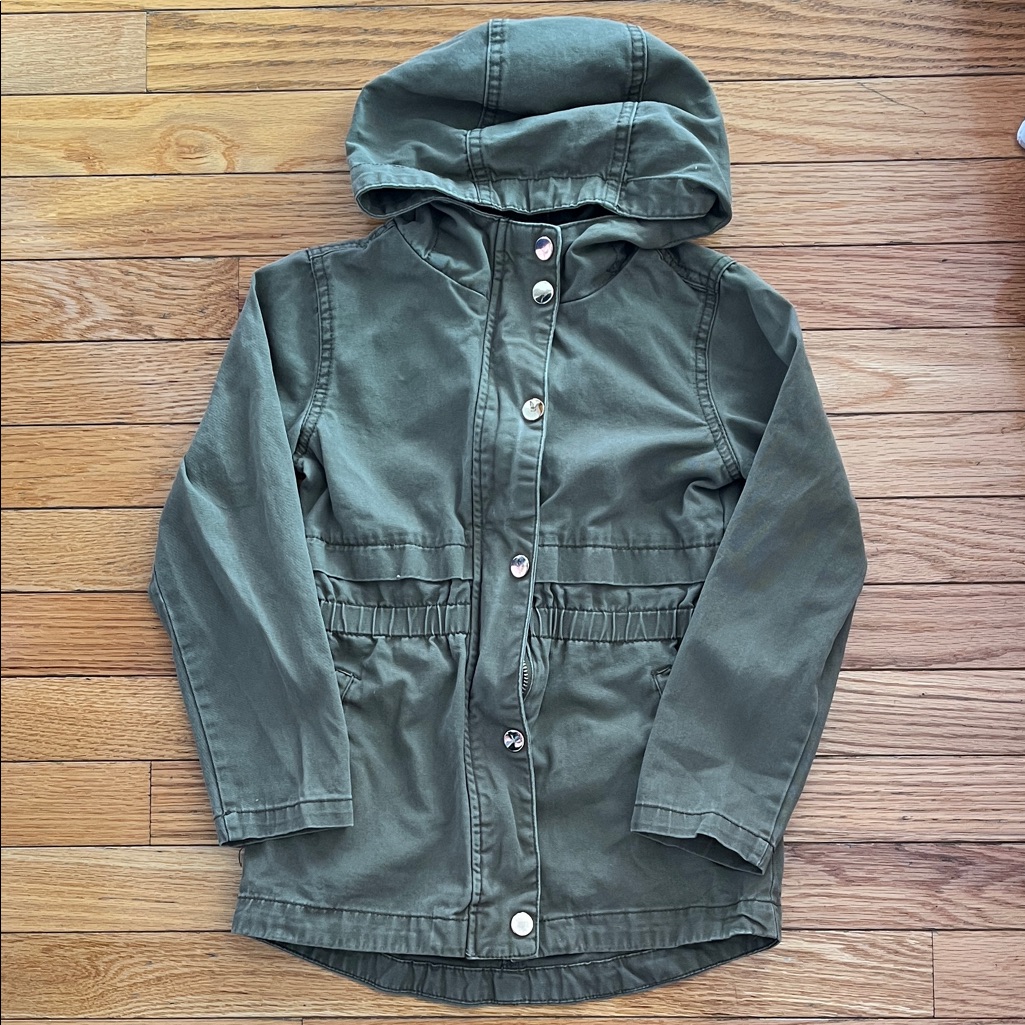 Kids Hooded Green Raincoat